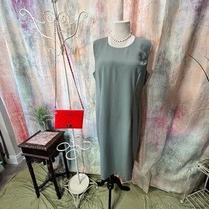 📌R & M Richards Timeless Reed Green Sleeveless Shift Midi Dress